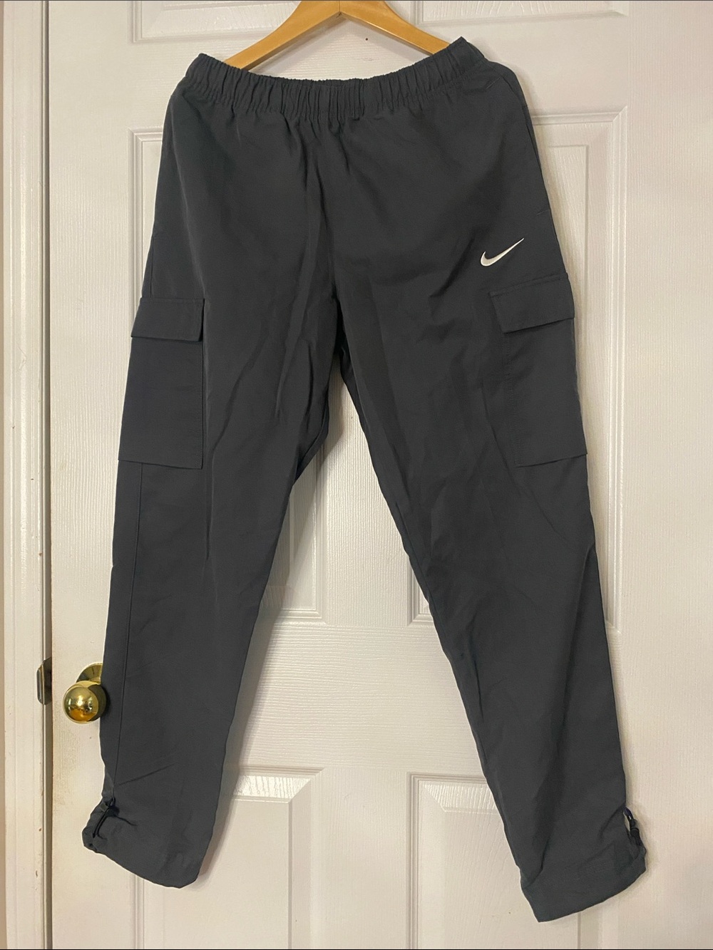 Nike Charcoal Drawstring Cargo Joggers with White Swoosh#14